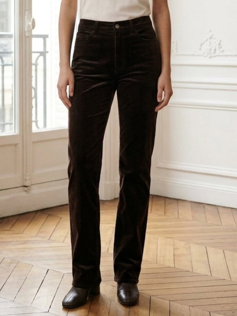 Paige Black Corduroy Pants Size 27 High Rise 4 Pocket Slim Straight